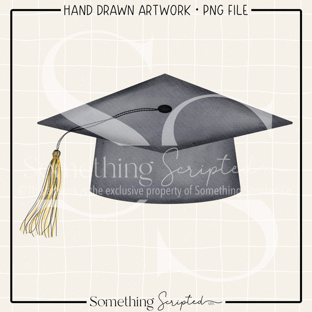 Graduation Hat Black Yellow PNG