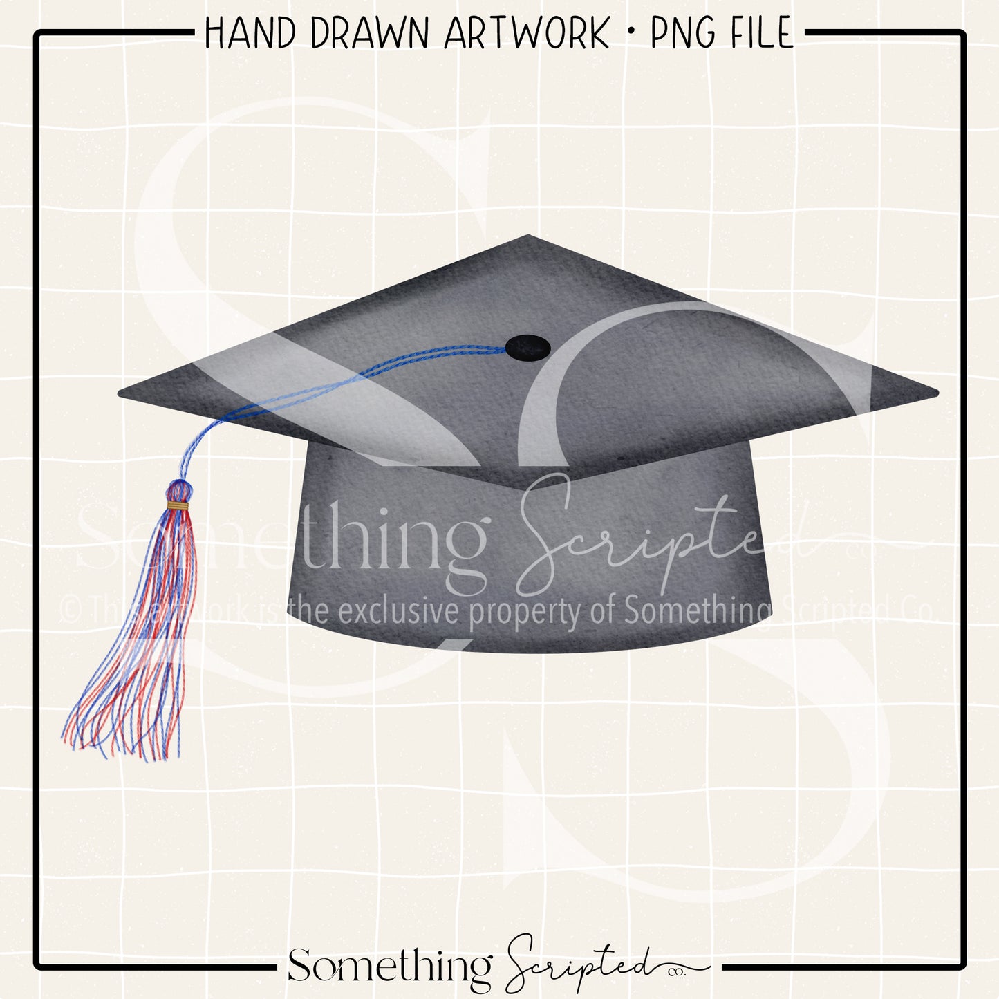 Graduation Hat Red Blue PNG