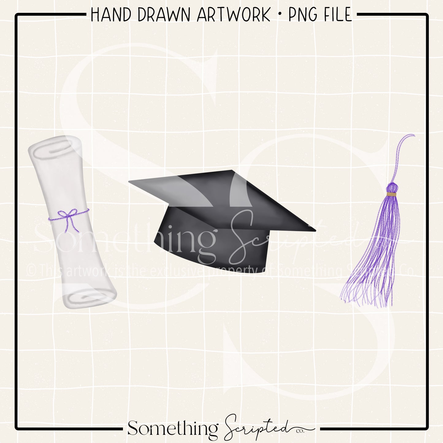 Graduation Trio Purple PNG