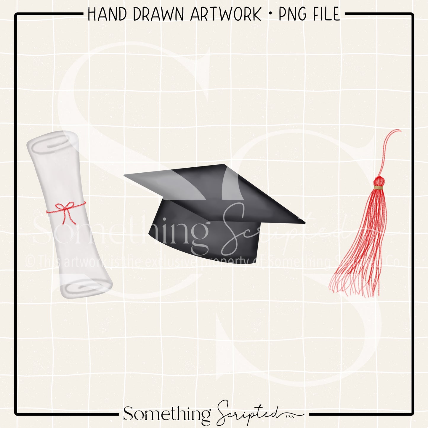 Graduation Trio Red PNG