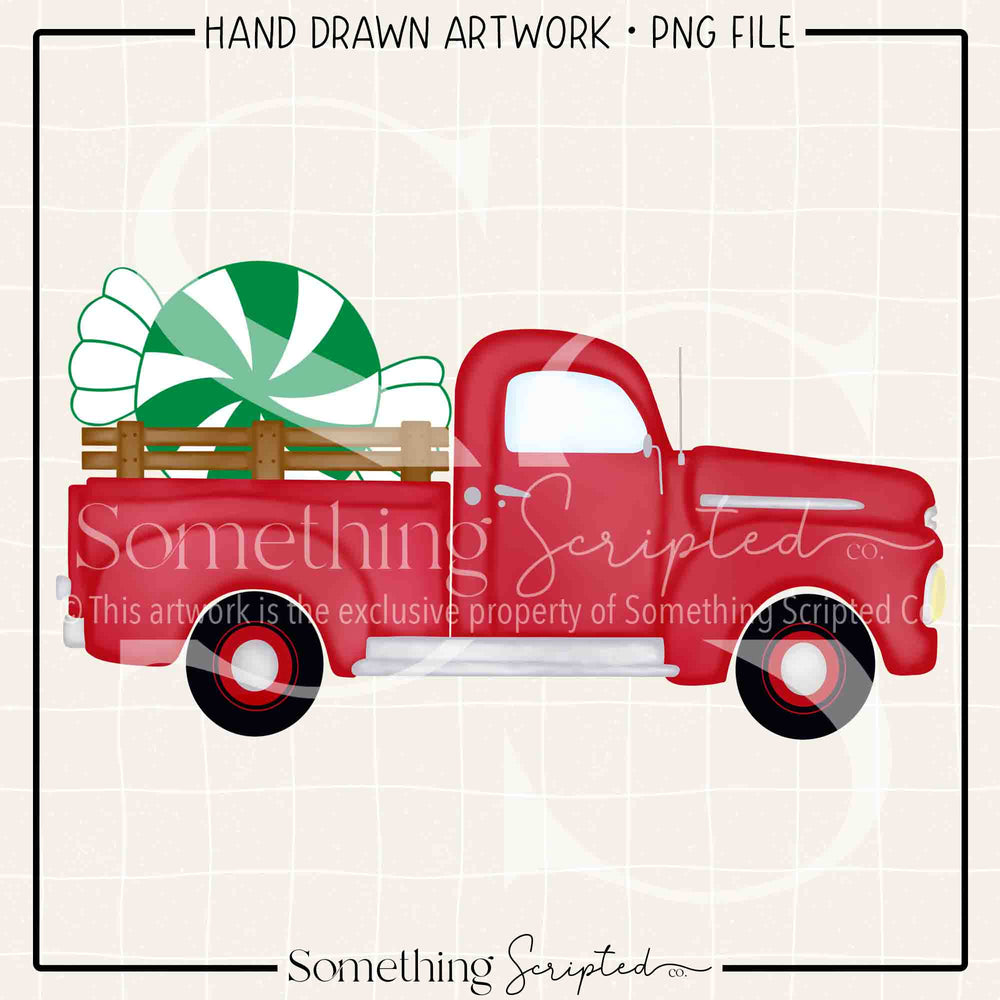 Green Peppermint Vintage Truck PNG