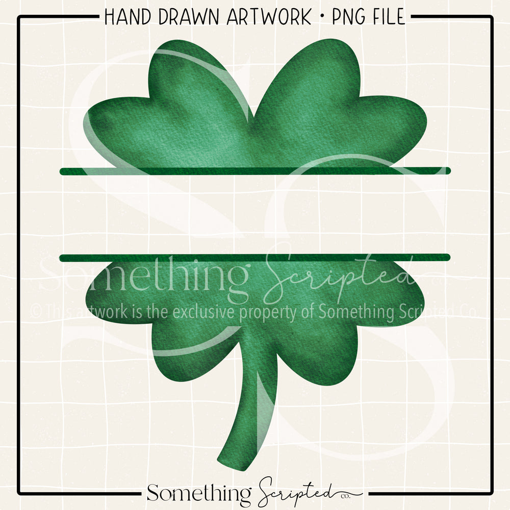 Green Split Shamrock PNG