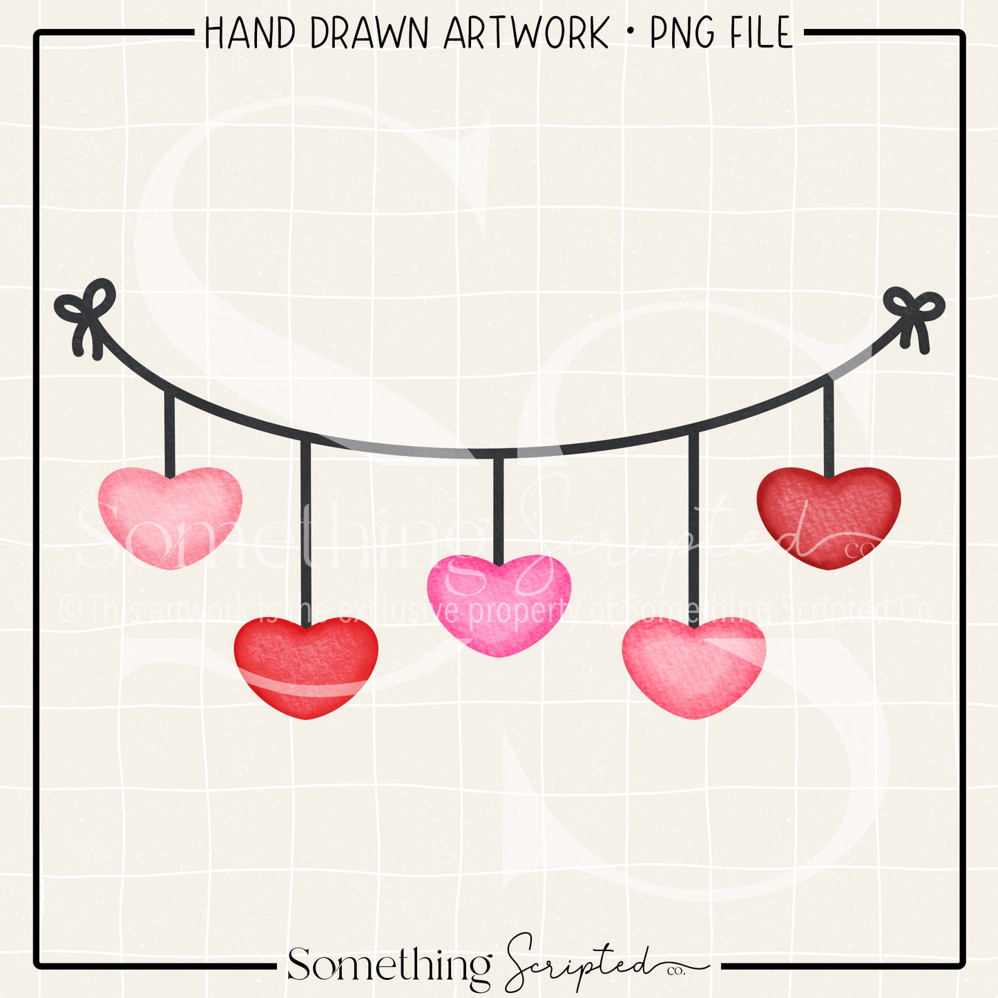 Hanging Hearts Banner PNG