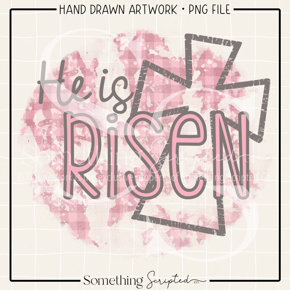 He Is Risen Cross Pink PNG