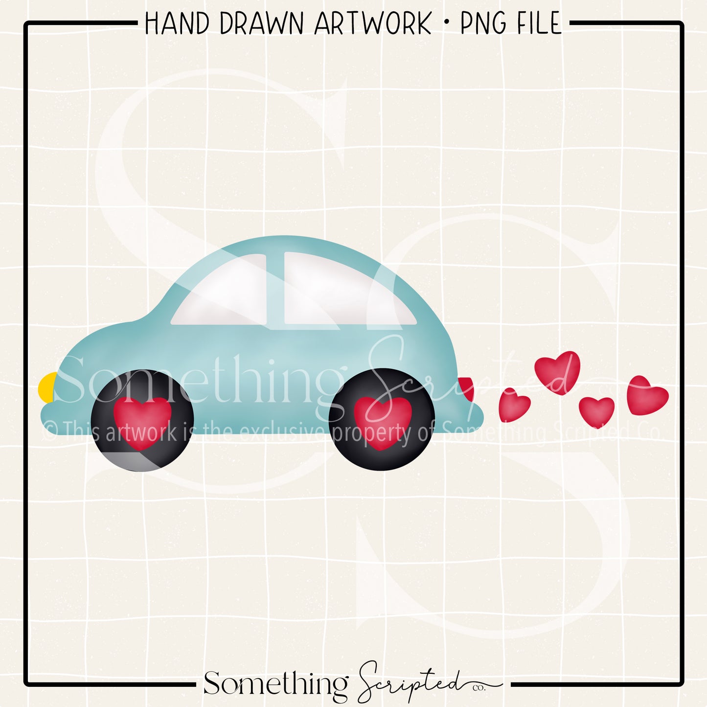 Valentine Blue Car PNG