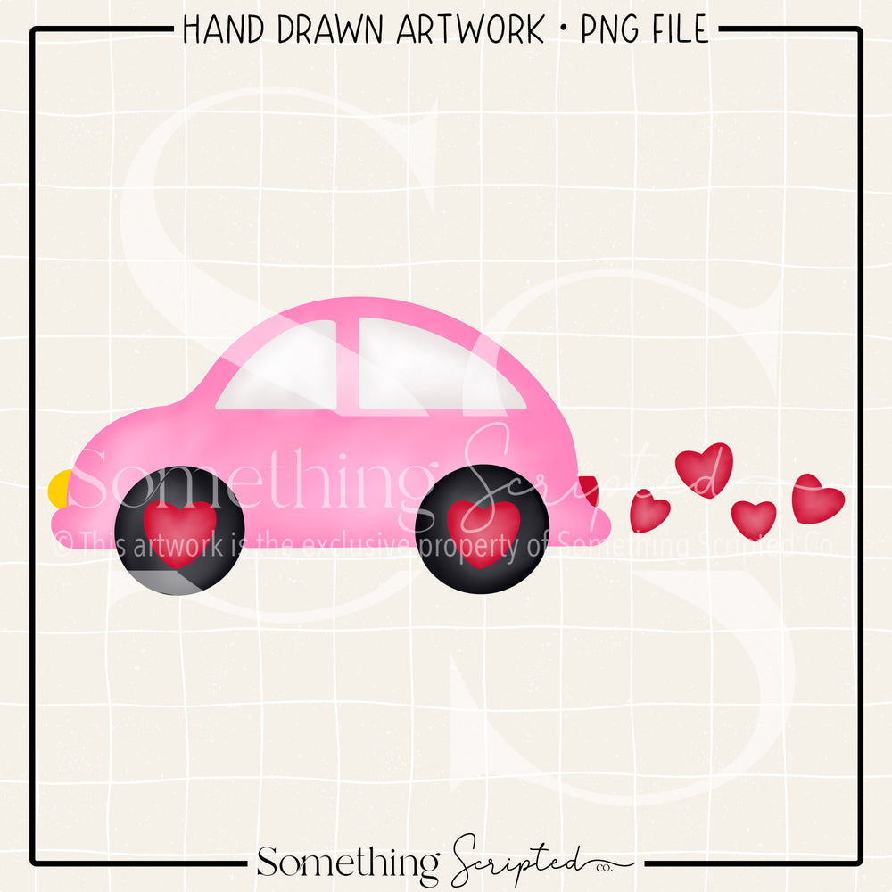 Valentine Pink Car PNG