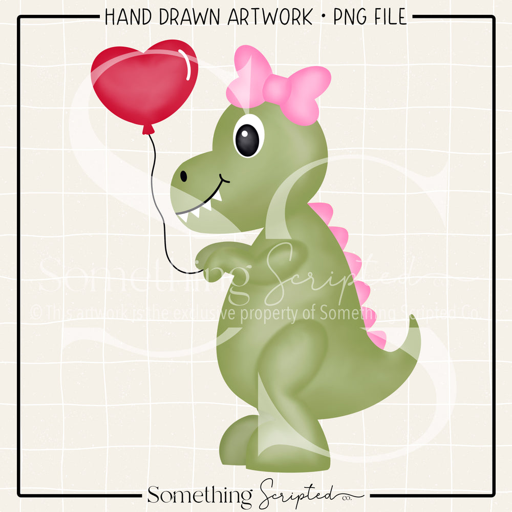 Heart Dino Girl PNG