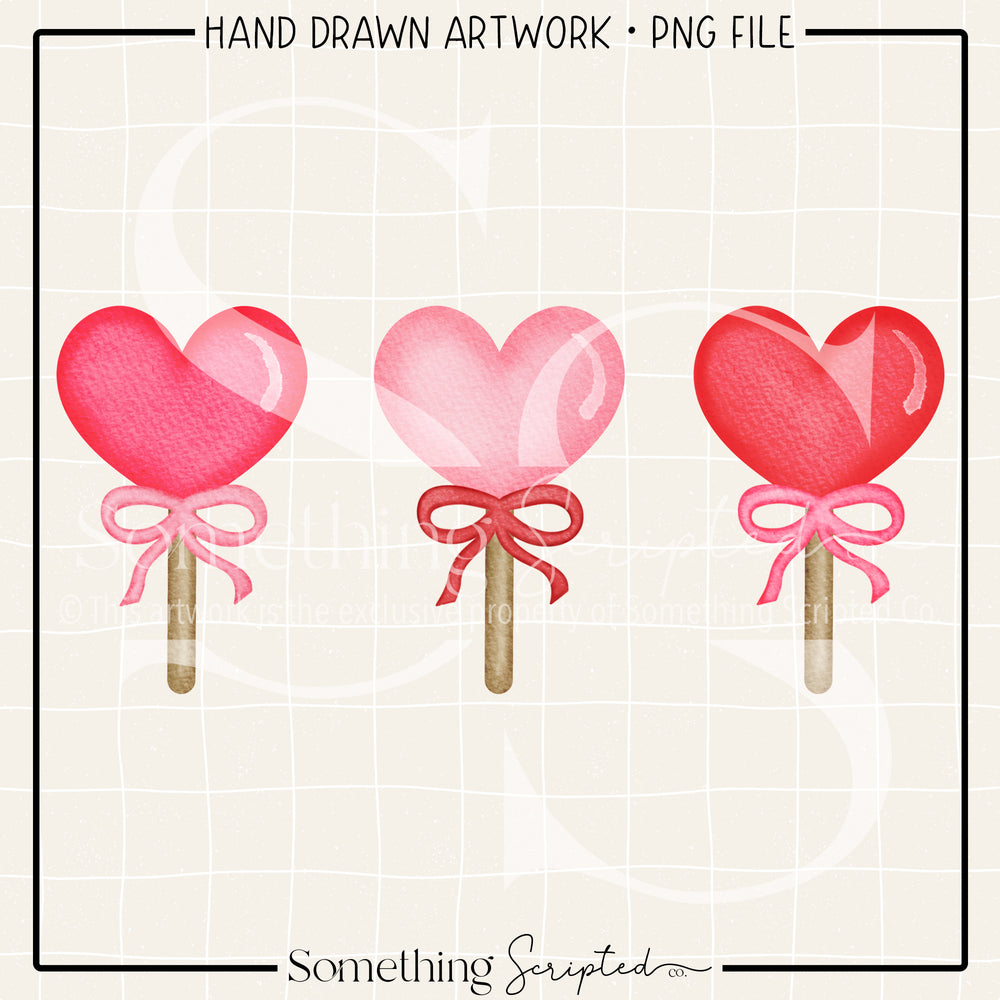 Heart Lollipops Red & Pink PNG