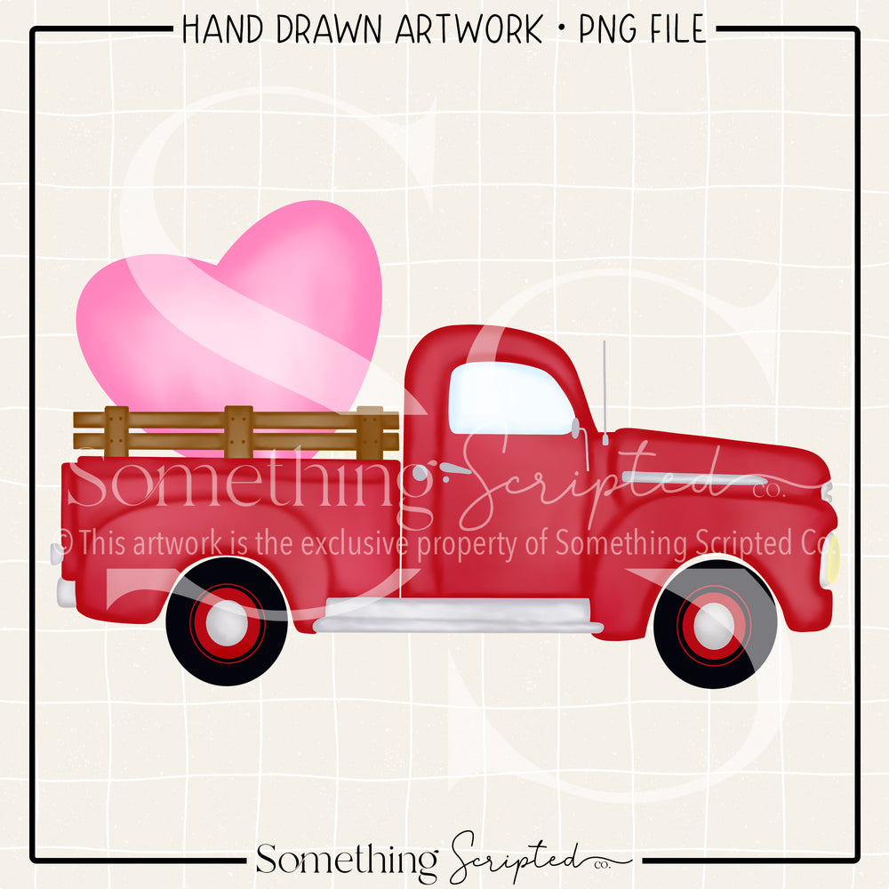 Heart Vintage Truck PNG