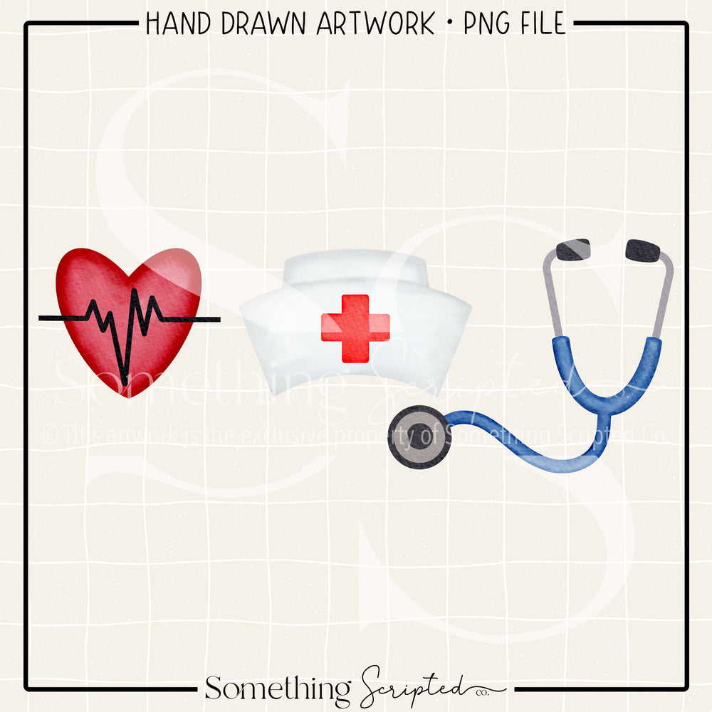 Heartbeat Nurse Hat Stethoscope PNG