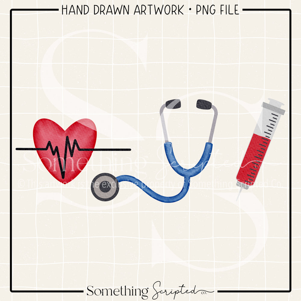 Heartbeat Stethoscope Syringe PNG