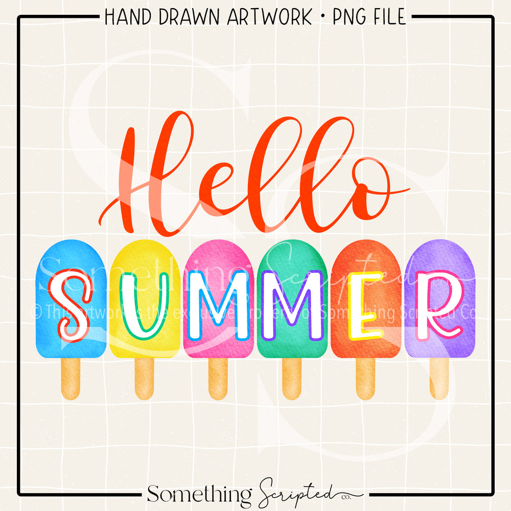 Hello Summer Popsicles PNG