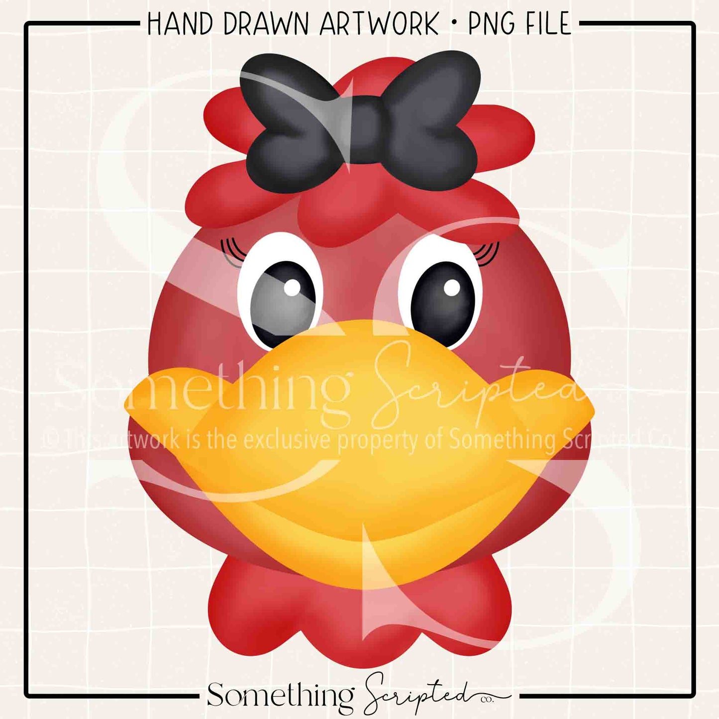 Hen Girl Black Bow PNG