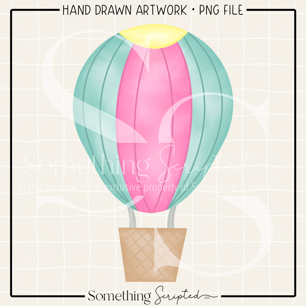 Mint Hot Air Balloon PNG