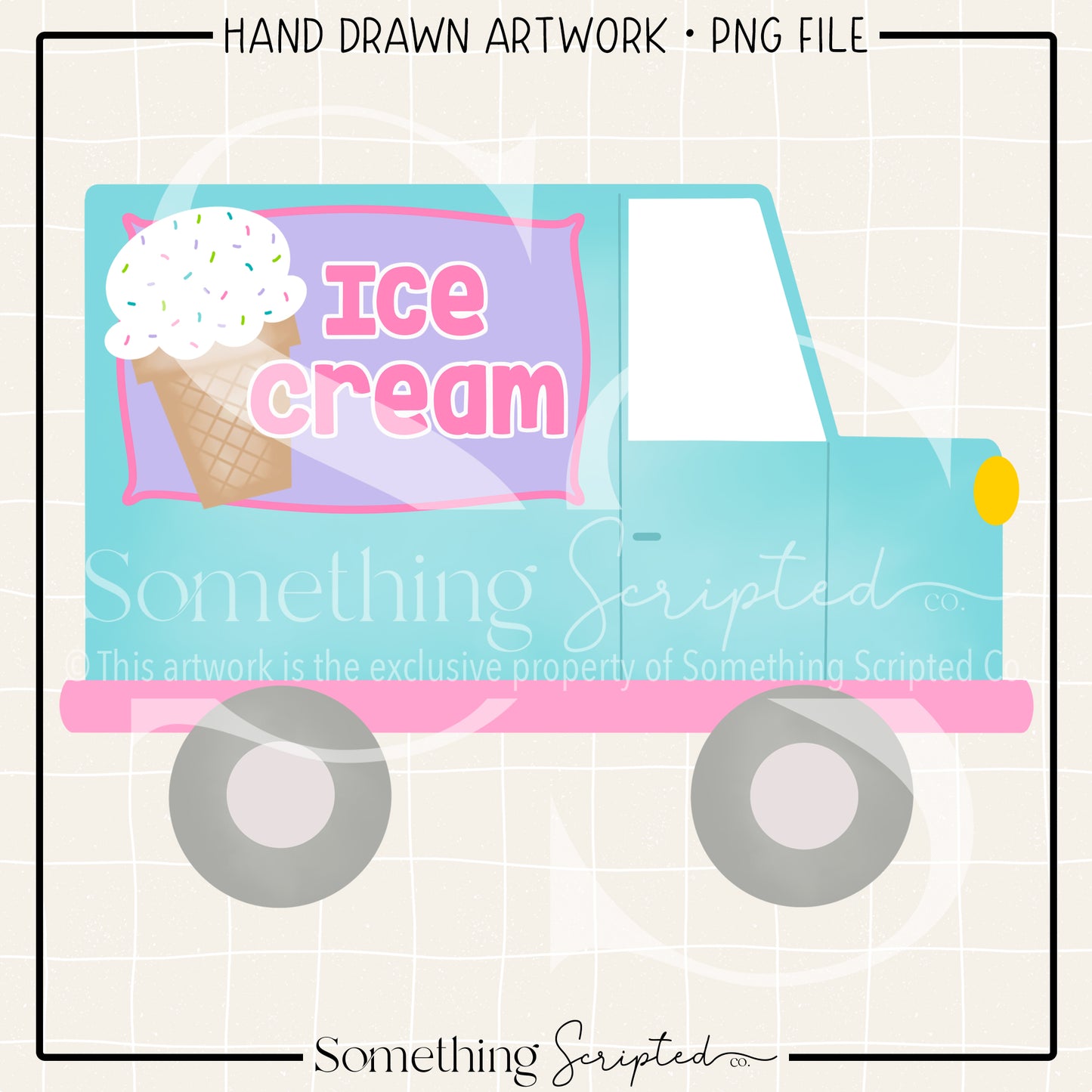 Ice Cream Truck Pink PNG