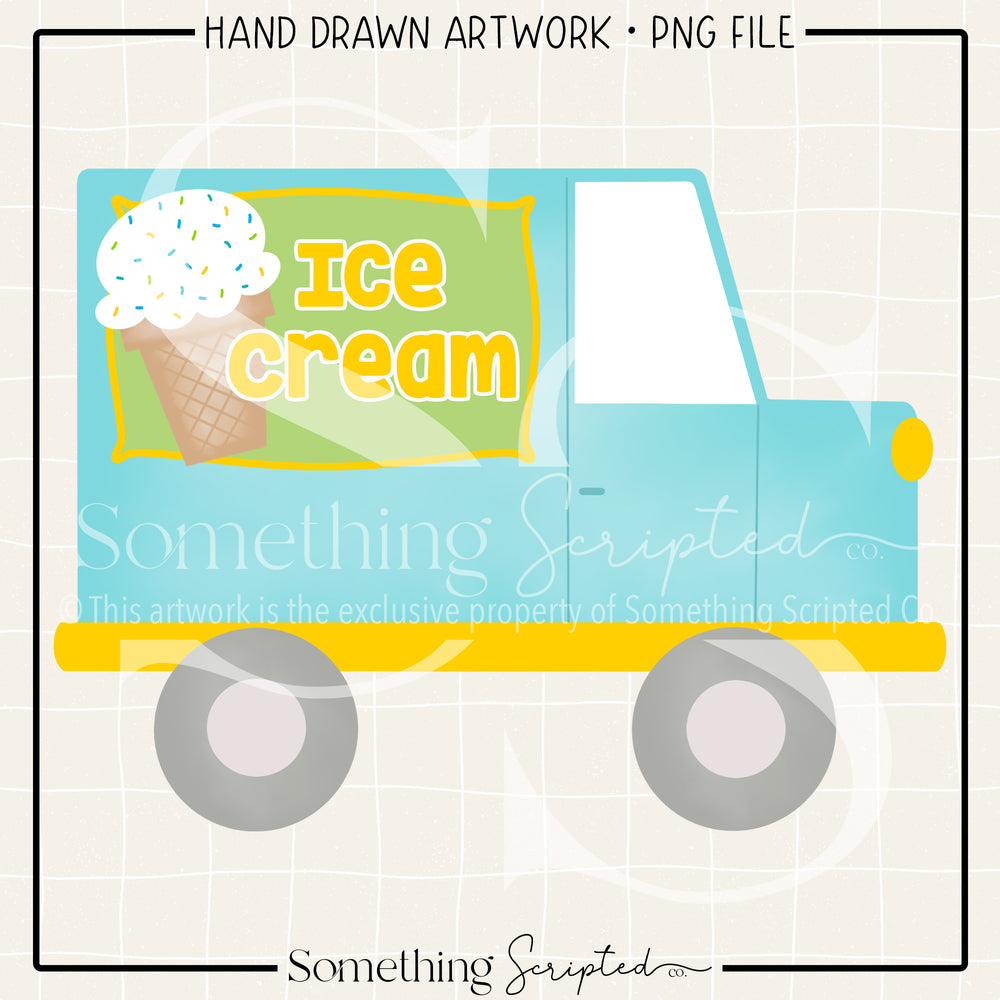 Ice Cream Truck Yellow PNG