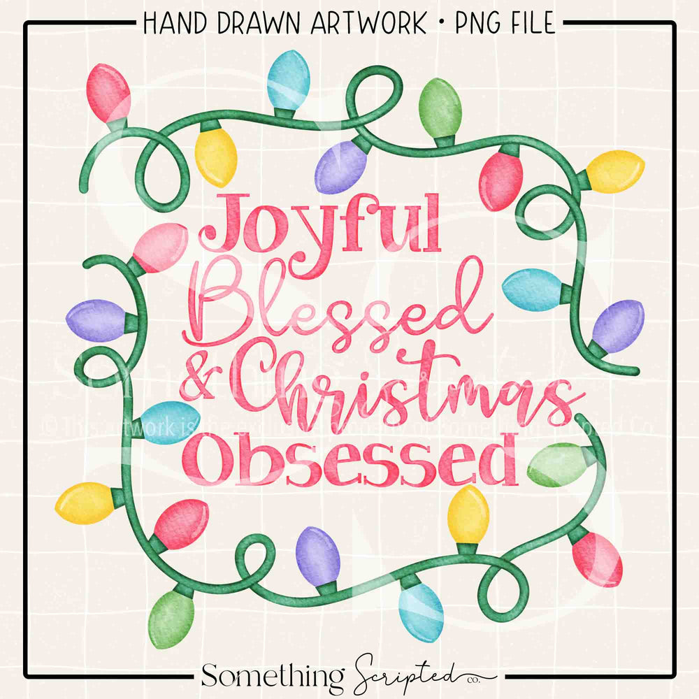 Joyful Blessed Christmas Obsessed Lights Pastel PNG