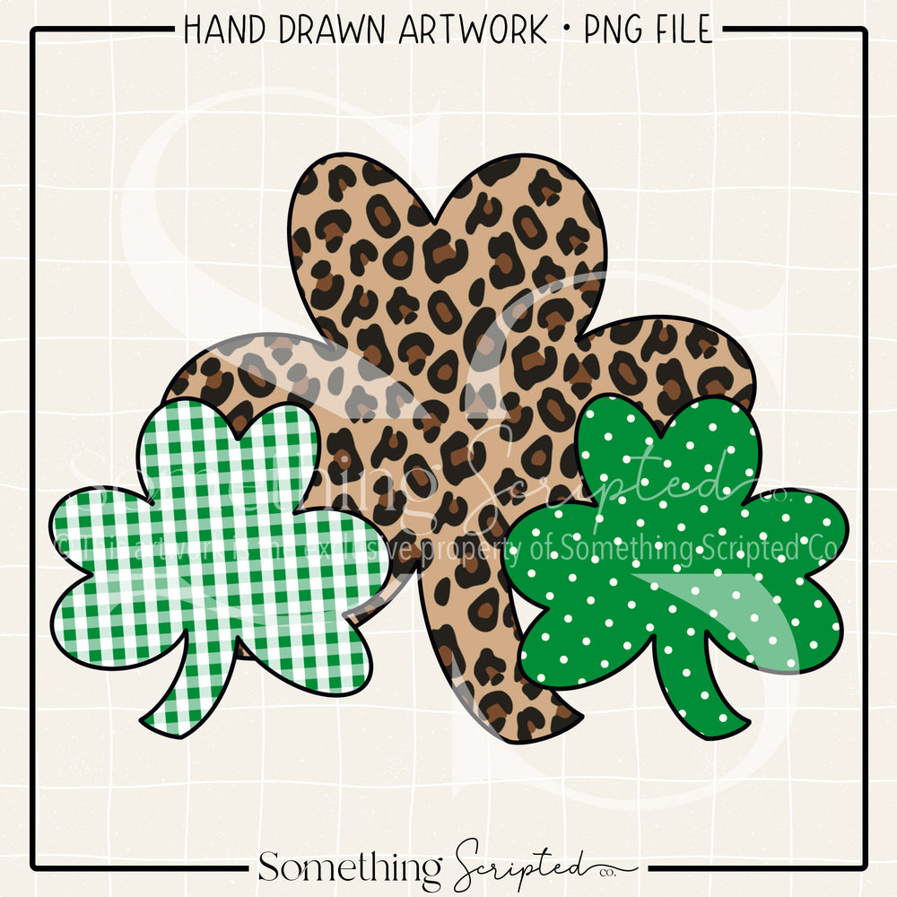 Leopard Green Shamrocks PNG