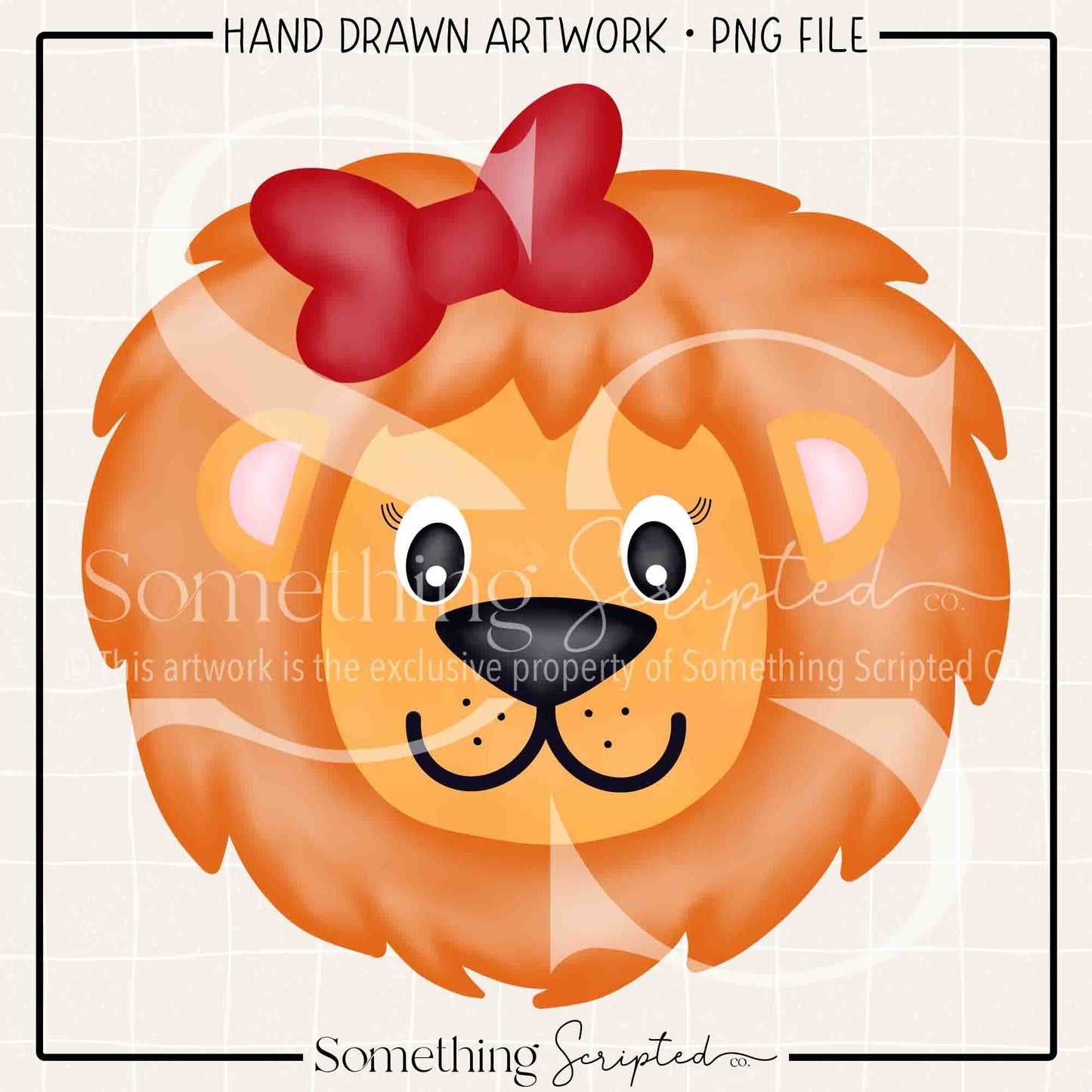 Lion Girl Red Bow PNG