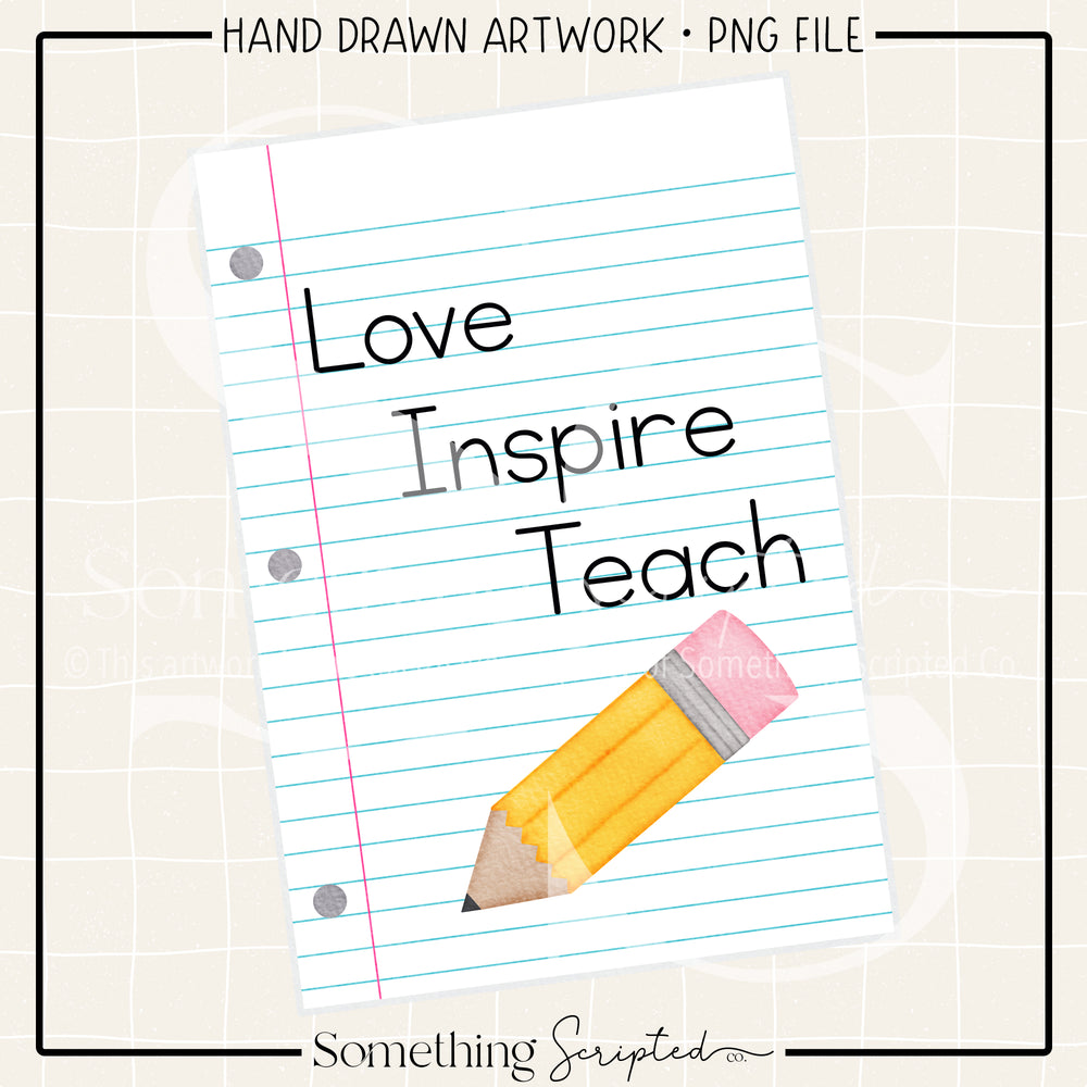 Love Inspire Teach Paper PNG