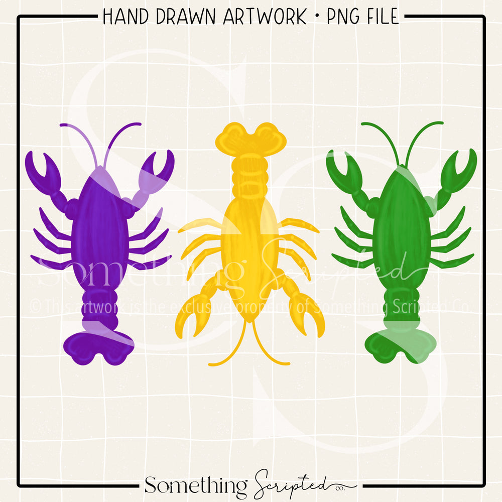 Mardi Gras Crawfish Trio PNG