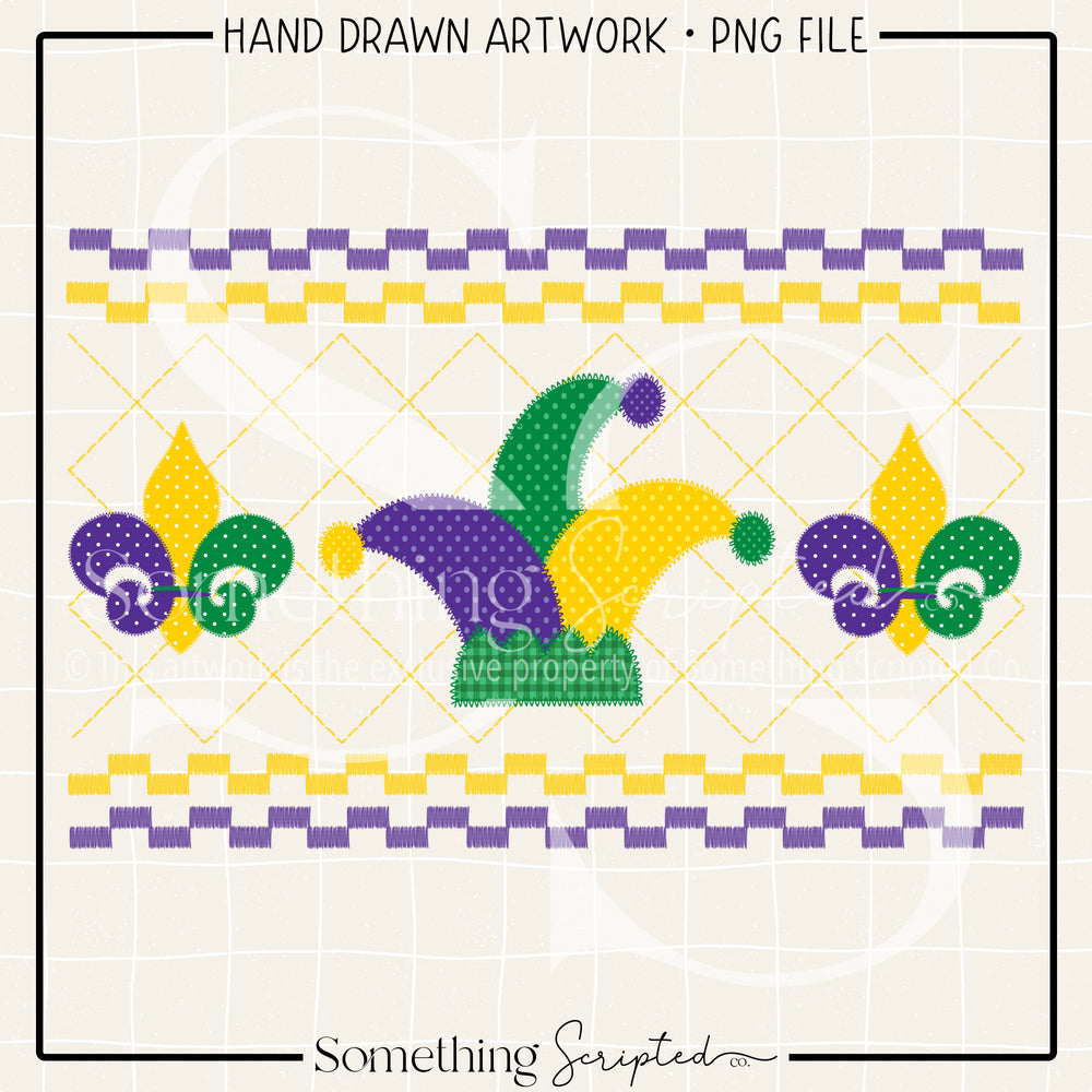 Mardi Gras Faux Smock PNG