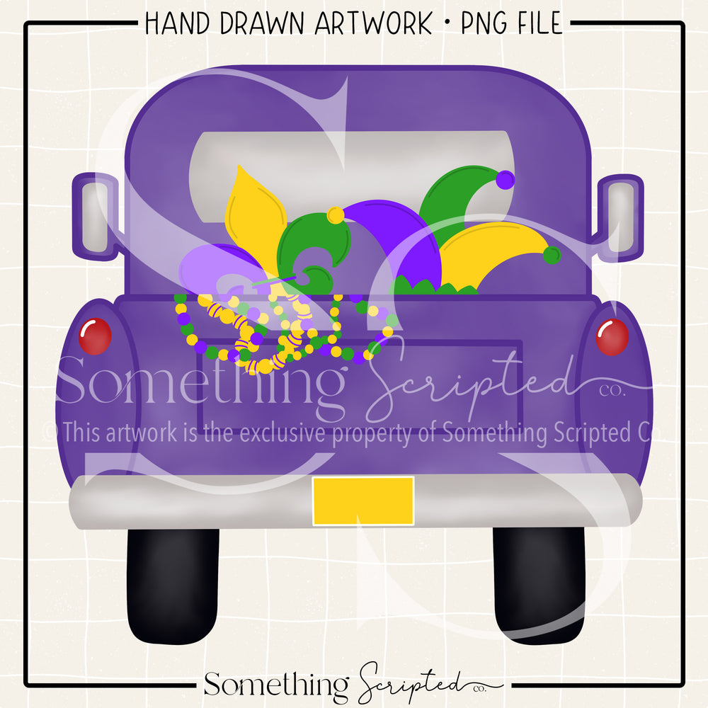 Mardi Gras Purple Pickup Truck PNG