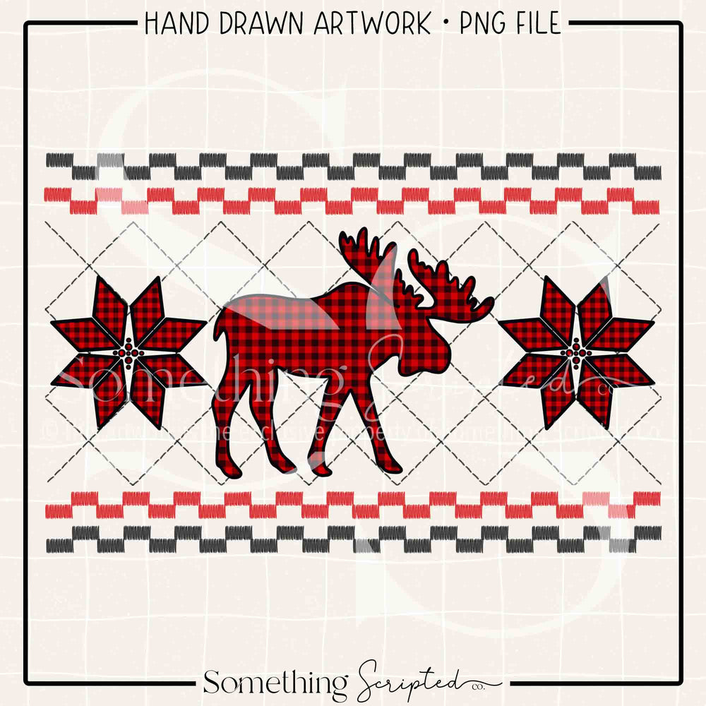 Moose Faux Smock Red Black PNG