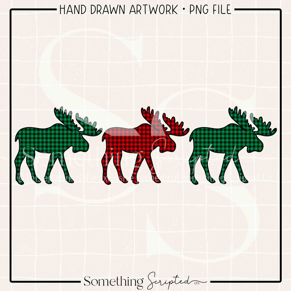 Moose Trio Red Green PNG