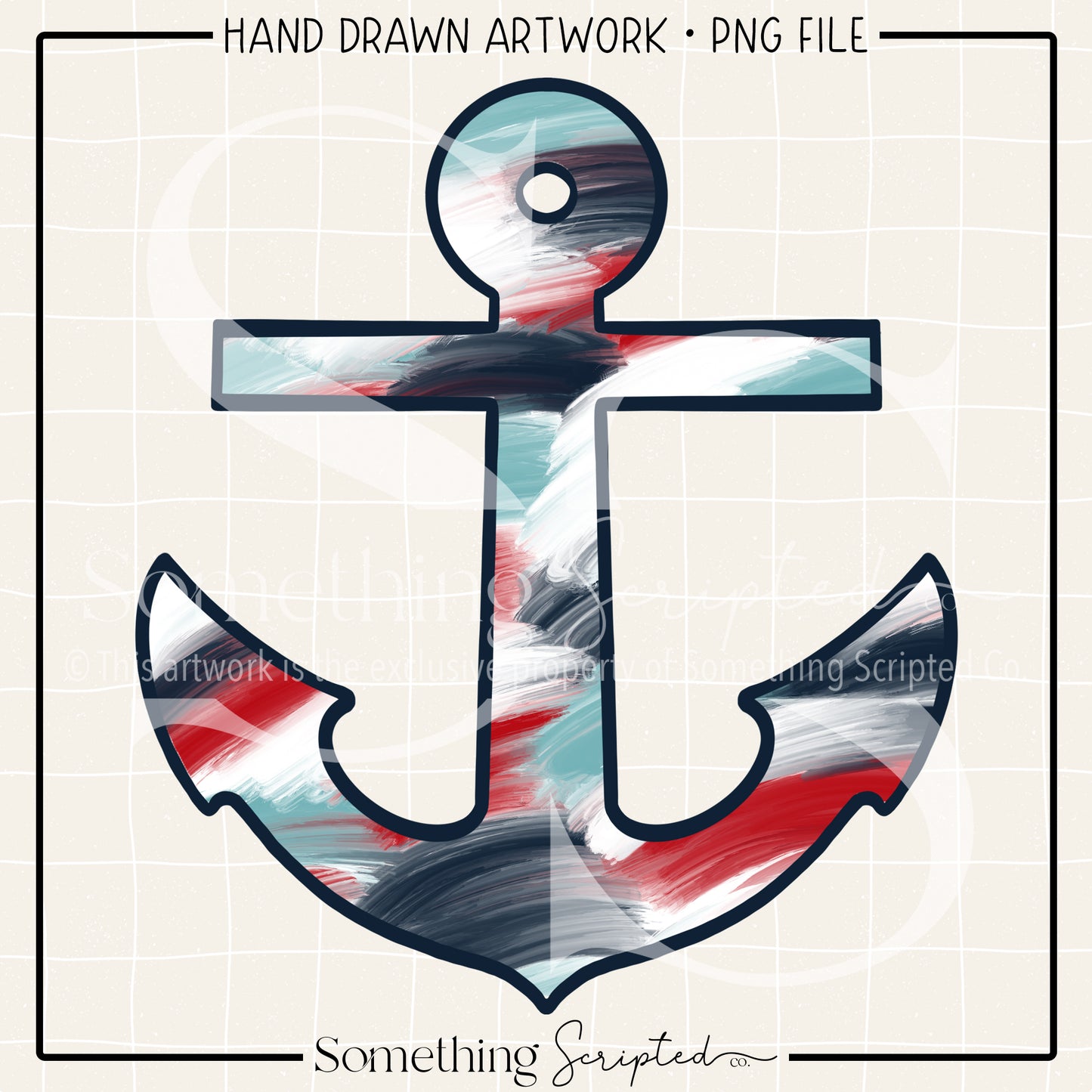 Nautical Brushed Anchor PNG