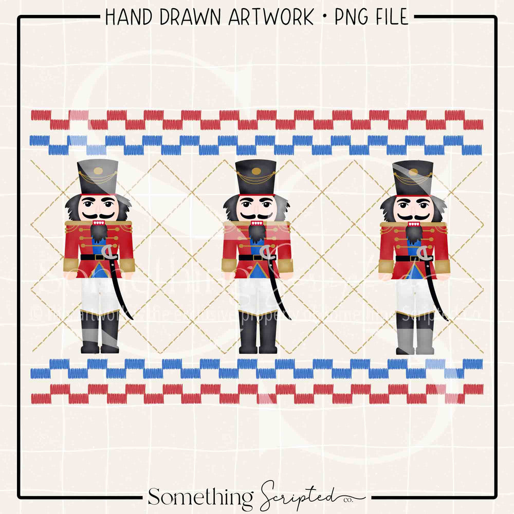 Nutcracker Faux Smock Red Blue PNG