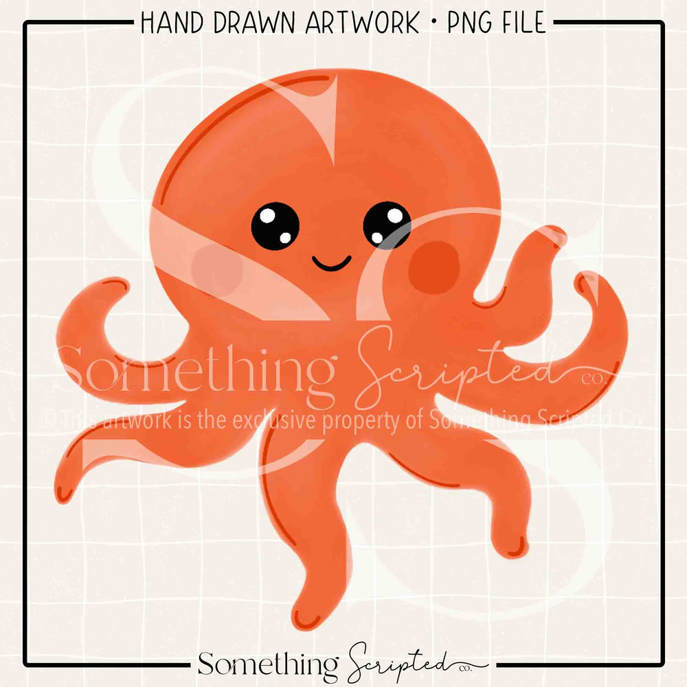 Orange Octopus PNG