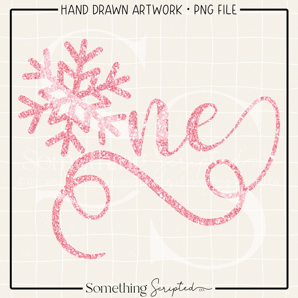 One Snowflake Pink Glitter PNG