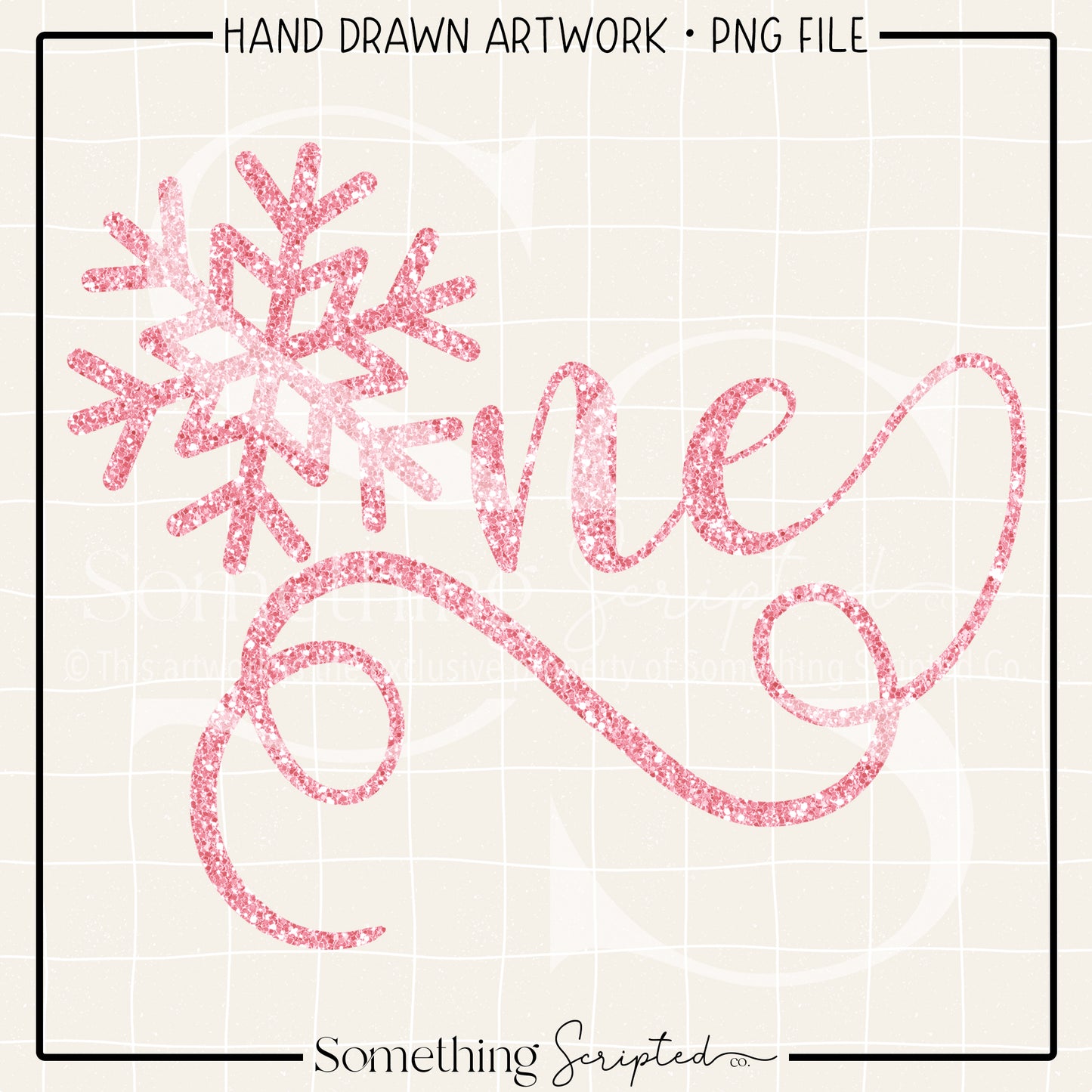 One Snowflake Pink Glitter PNG