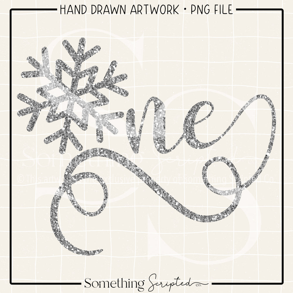 One Snowflake Silver Glitter PNG