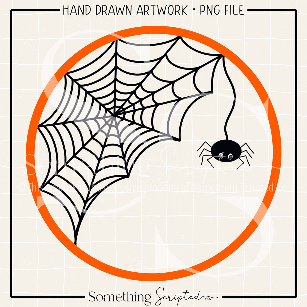 Orange Spider Circle Frame PNG