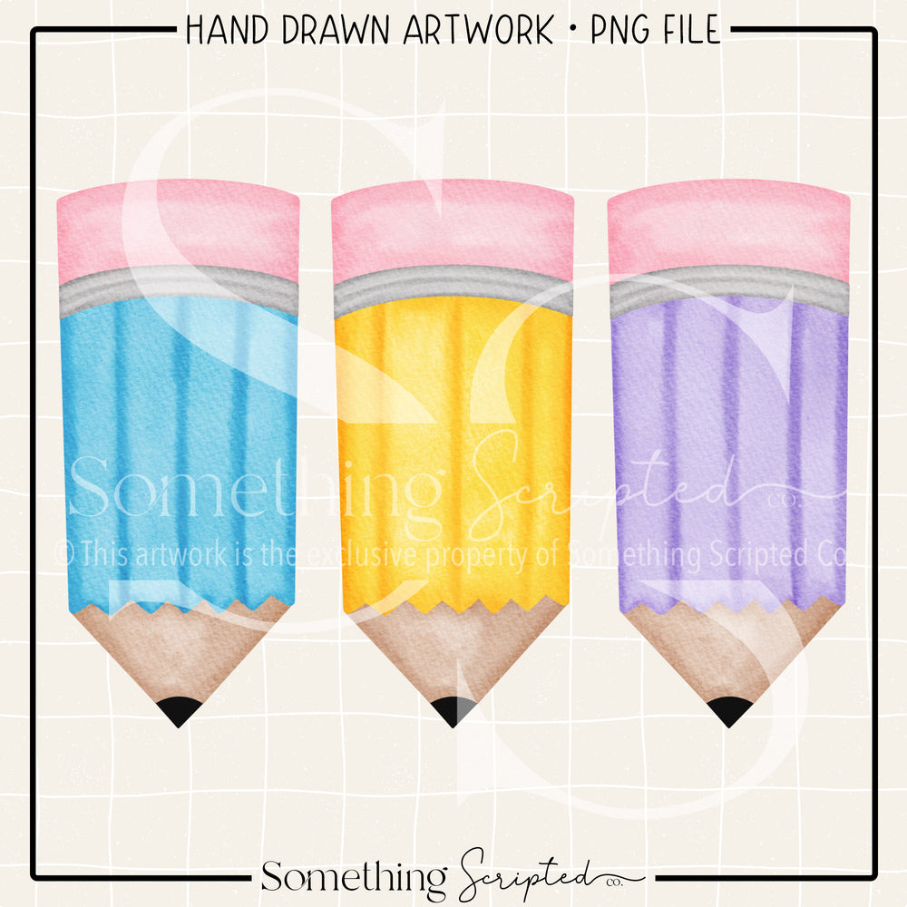 Pastel Chunky Pencil Trio PNG