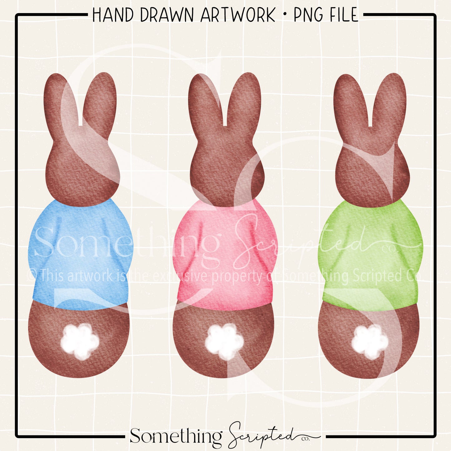 Pastel Jacket Bunny Trio PNG