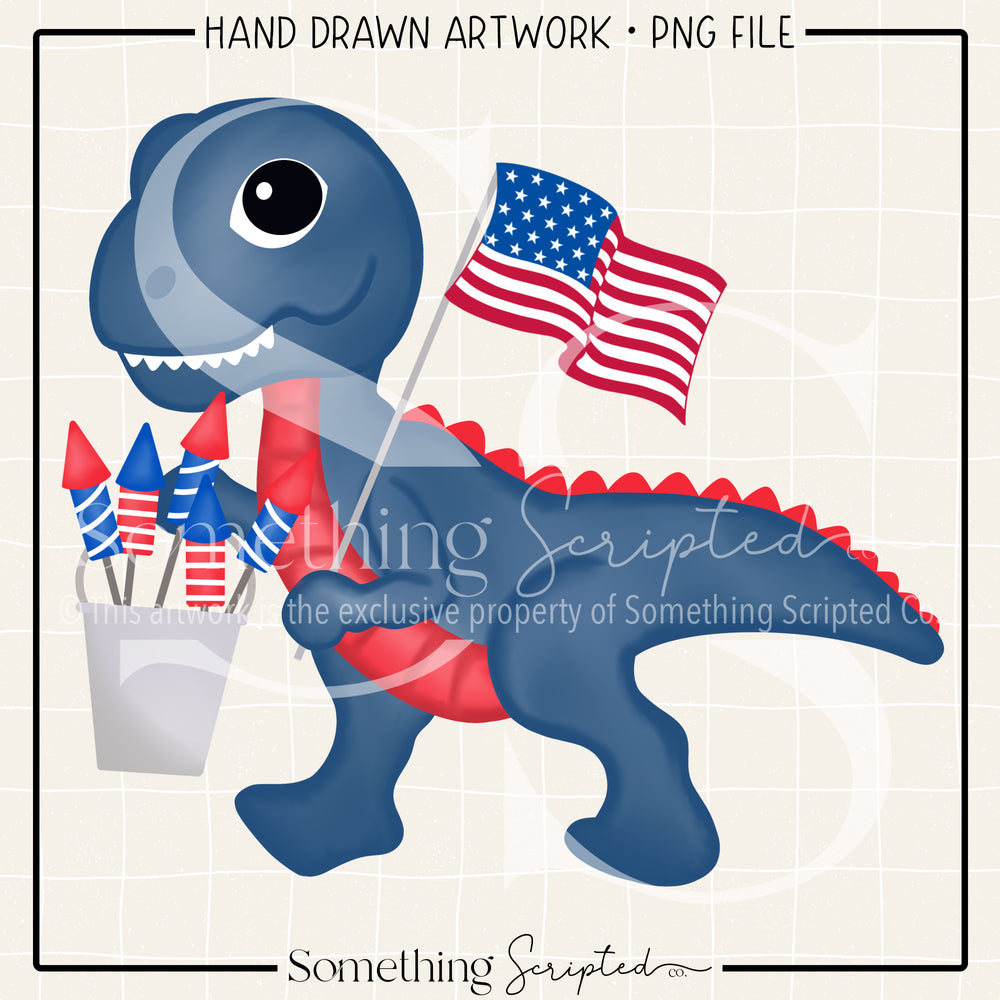 Patriotic Navy Dinosaur PNG