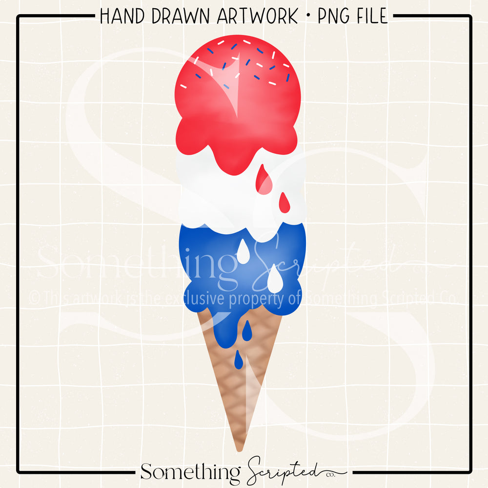 Patriotic Ice Cream Cone PNG