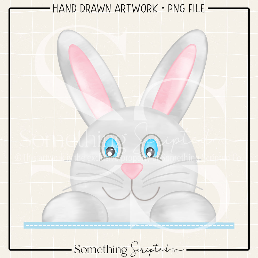 Peeking Bunny Blue PNG