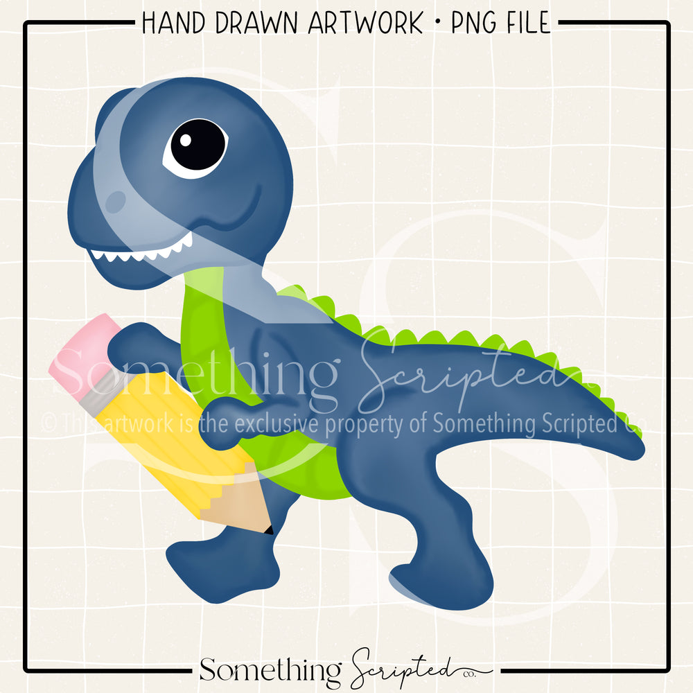 Pencil Dinosaur Blue PNG