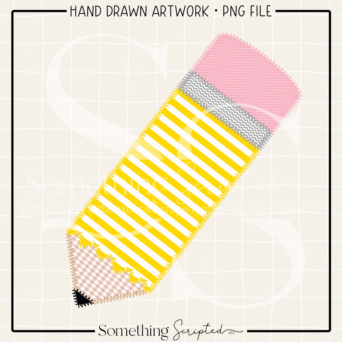 Pencil Faux Applique PNG