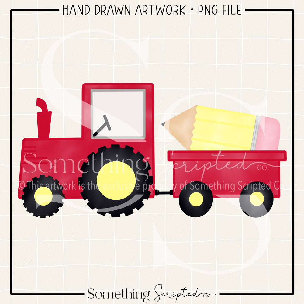 Pencil Red Tractor PNG