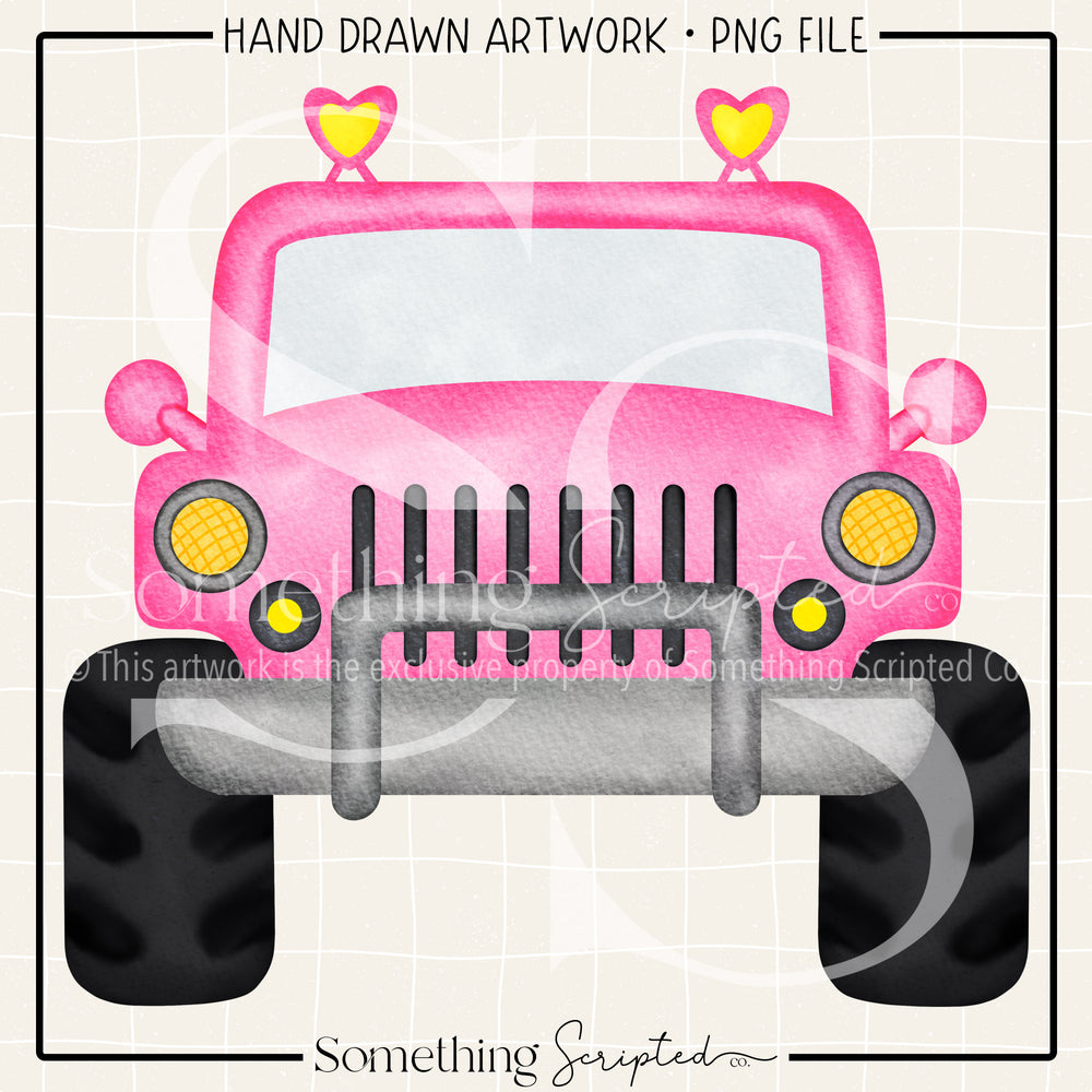 Pink Heart Off Road Vehicle PNG