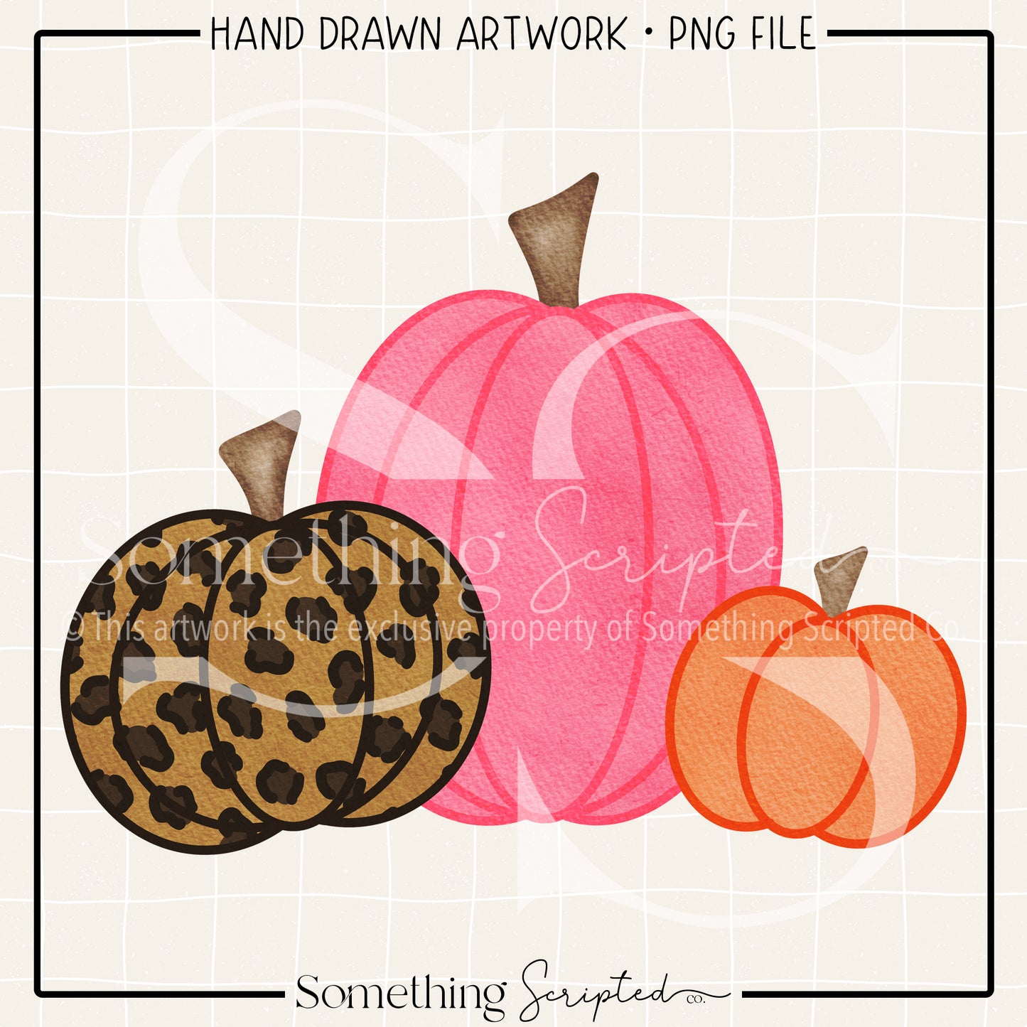 Pink Leopard Pumpkin Trio PNG