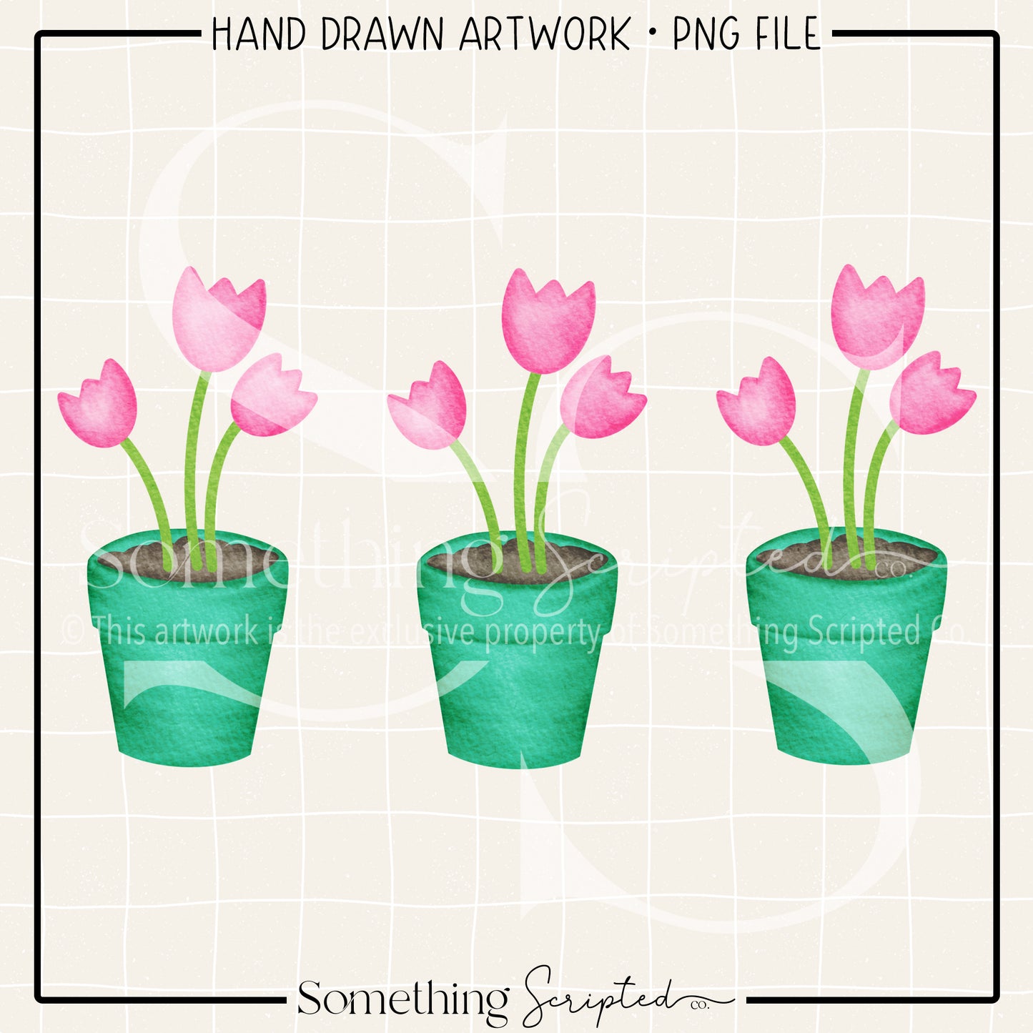 Pink Tulip Pots PNG