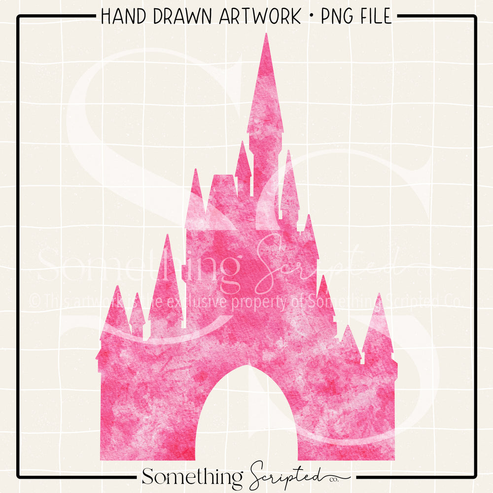 Pink Watercolor Castle PNG