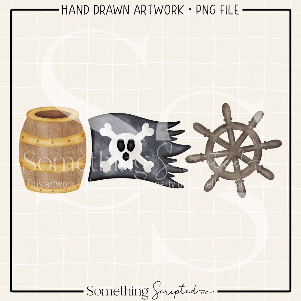 Pirate Barrel Flag Wheel PNG