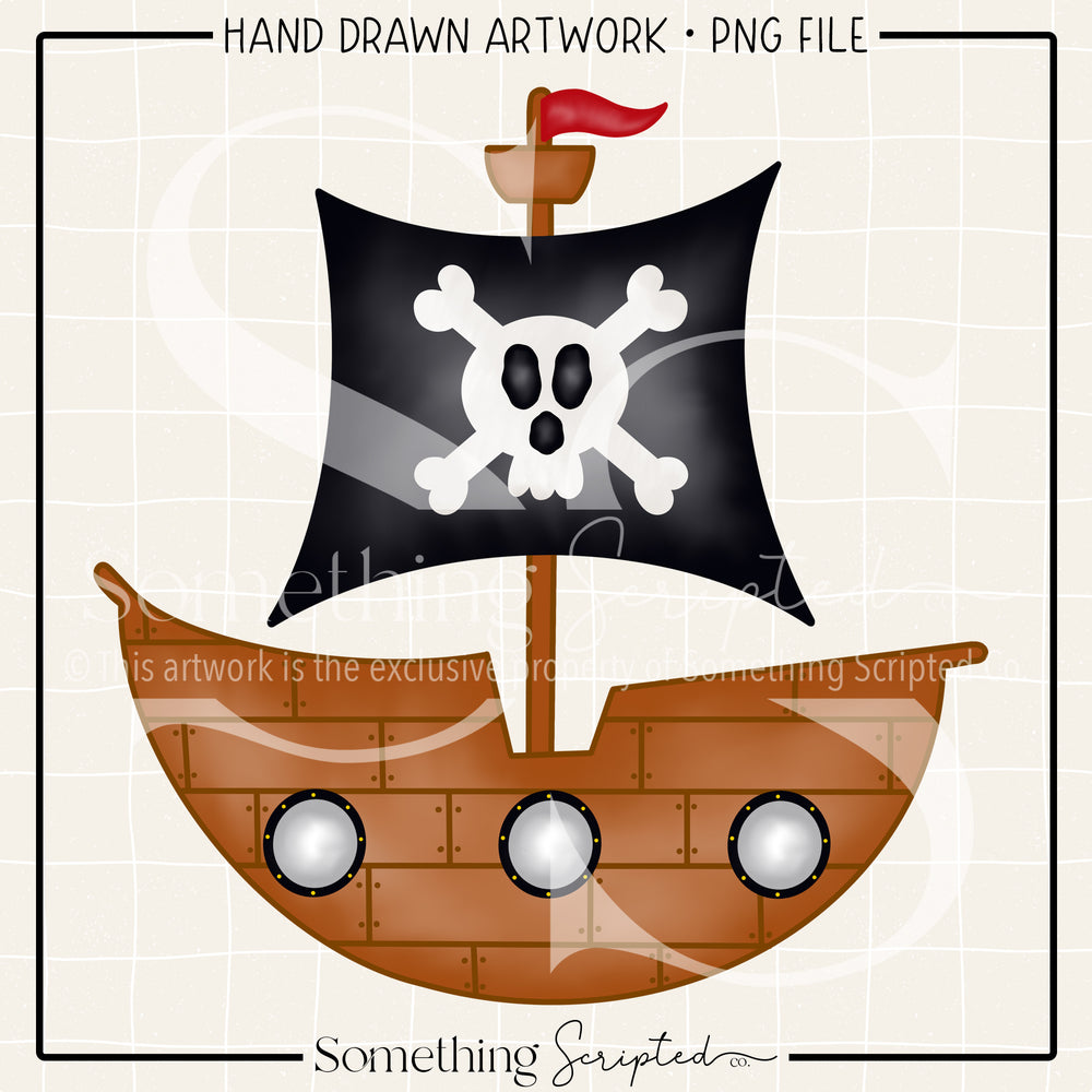 Pirate Flag Ship PNG